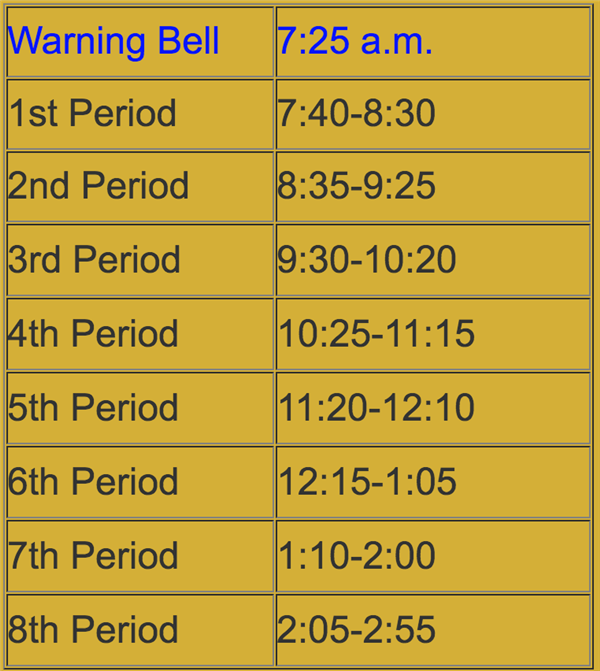 Bell Schedule